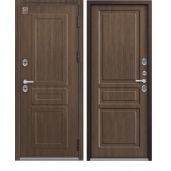 Дверь металлическая Т-9 Шоколад муар+Дуб браун/Миндаль №960 Прав.