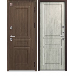 Дверь металлическая Т-9 Шоколад муар+Дуб браун/Полярный дуб №960 Лев.