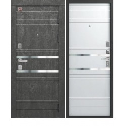 Дверь металлическая С-109 Серый Муар/Серый камень - Софт Белый  №860 Прав.