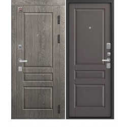 Дверь металлическая С-110 Серый Муар/Дуб Мадейра - Софт Смоки №860 Лев.