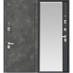 Дверь металлическая С-114 Черный муар/Серый камень - Смоки софт №860 Лев.