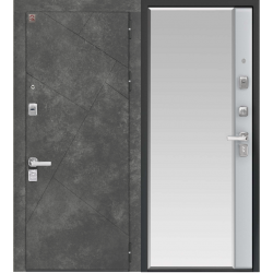Дверь металлическая С-114 Черный муар/Серый камень - Белый софт №960 Лев.
