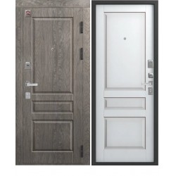 Дверь металлическая С-110 Серый Муар/Дуб Мадейра - Софт Белый №960 Лев. (скругл. квадрат)
